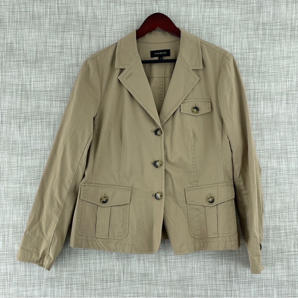 Talbots Womens Size 14 Tan button up Jacket 1557